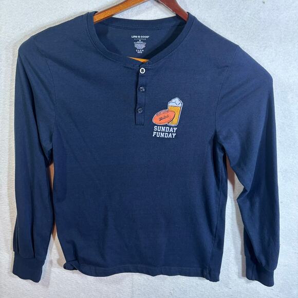 Life is Good Sleepwear Sunday Funday Football Navy Blue Top Size Small - Picture 1 of 6